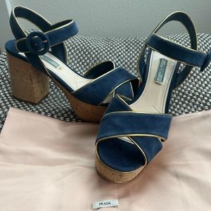 🌟HOST PICK🌟 Prada Suede Platform Cork Heels